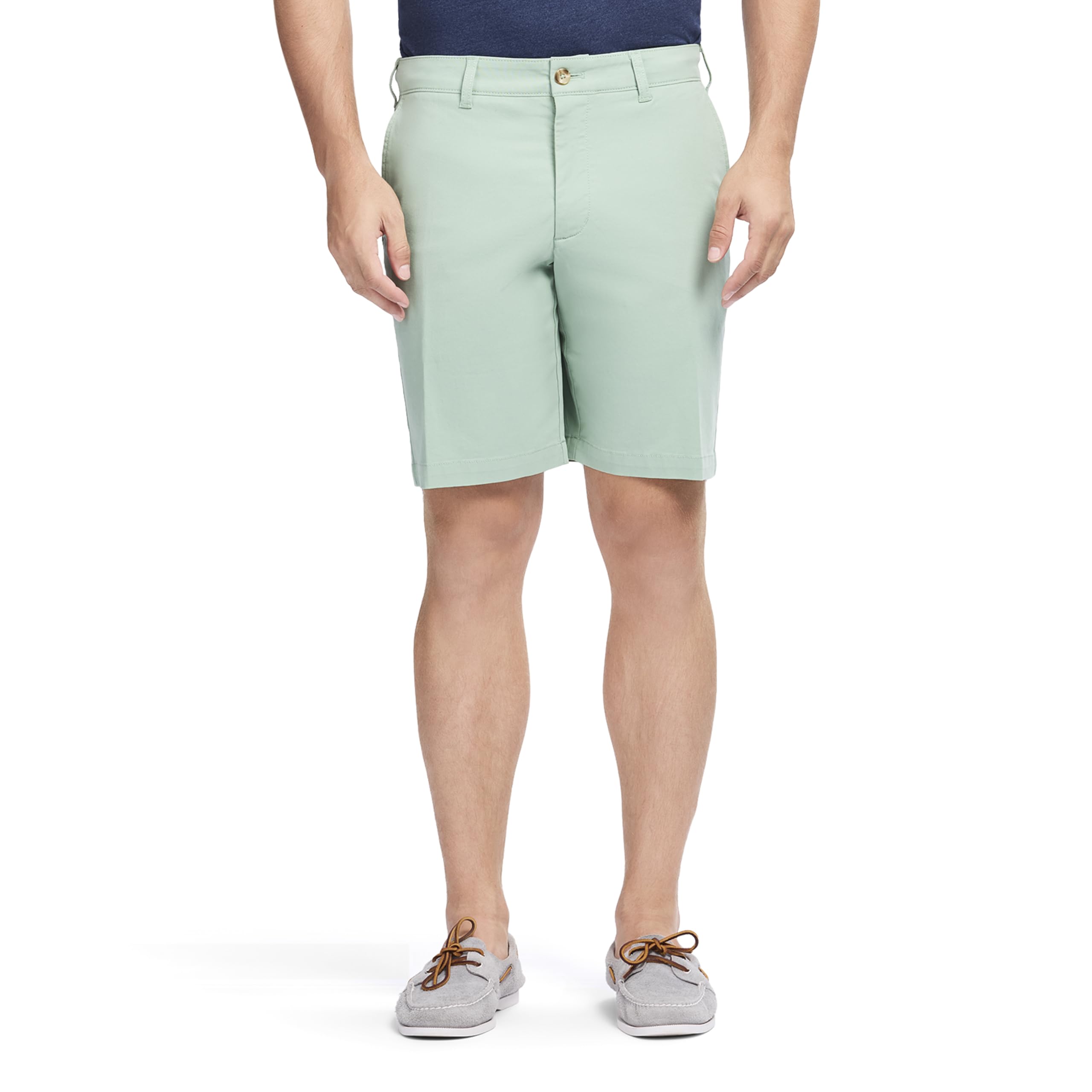 Izod Men's Saltwater 9.5" Flat Front Chino Short, Granite Green, 34