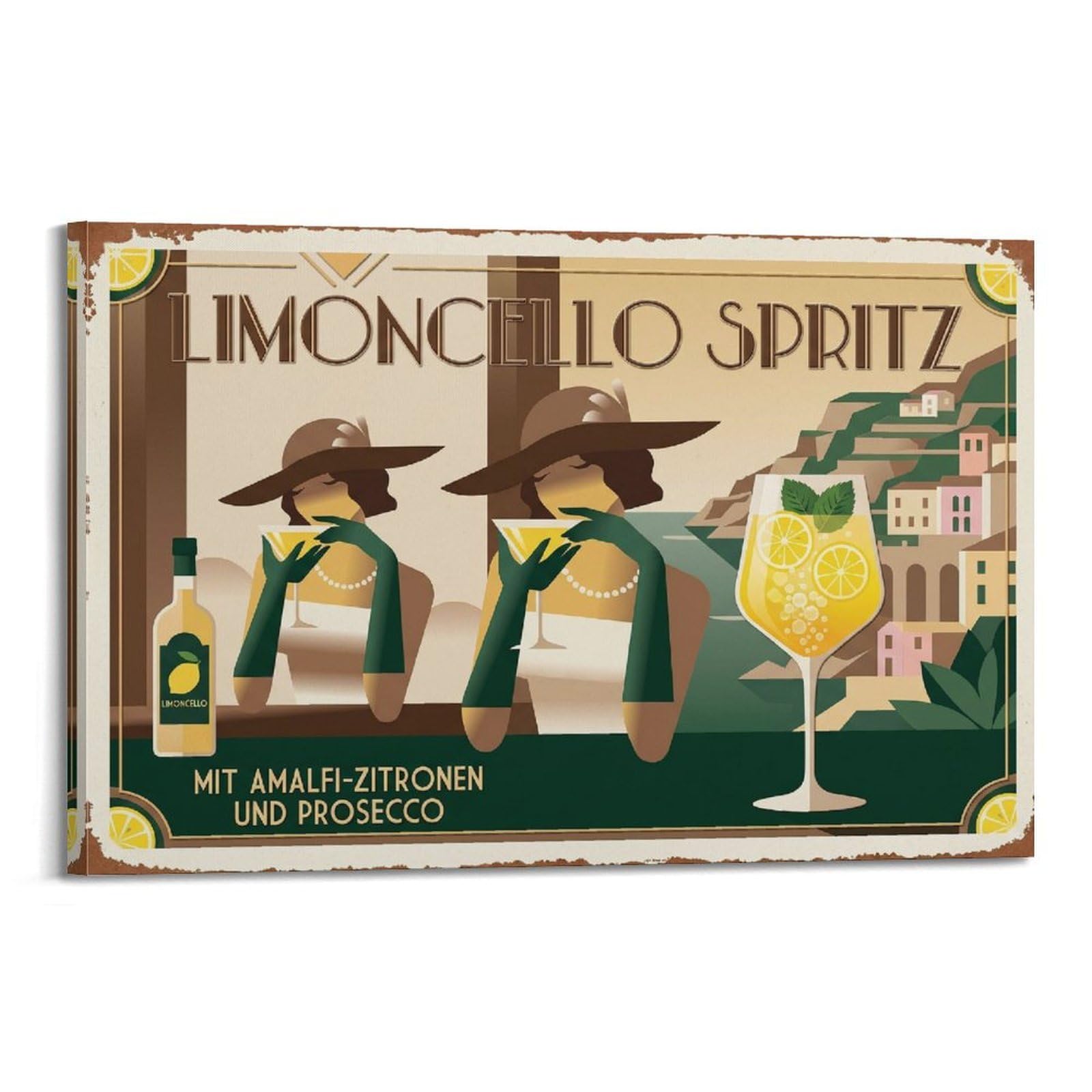 OKAHYS Lemon Spritz Poster European Tradition Bartender Mixology Modern Decorative Canvas Prints - Ideal Wall Art for Family, Man Cave, Game Room, Boys & Girls Bedroom 20x30inch