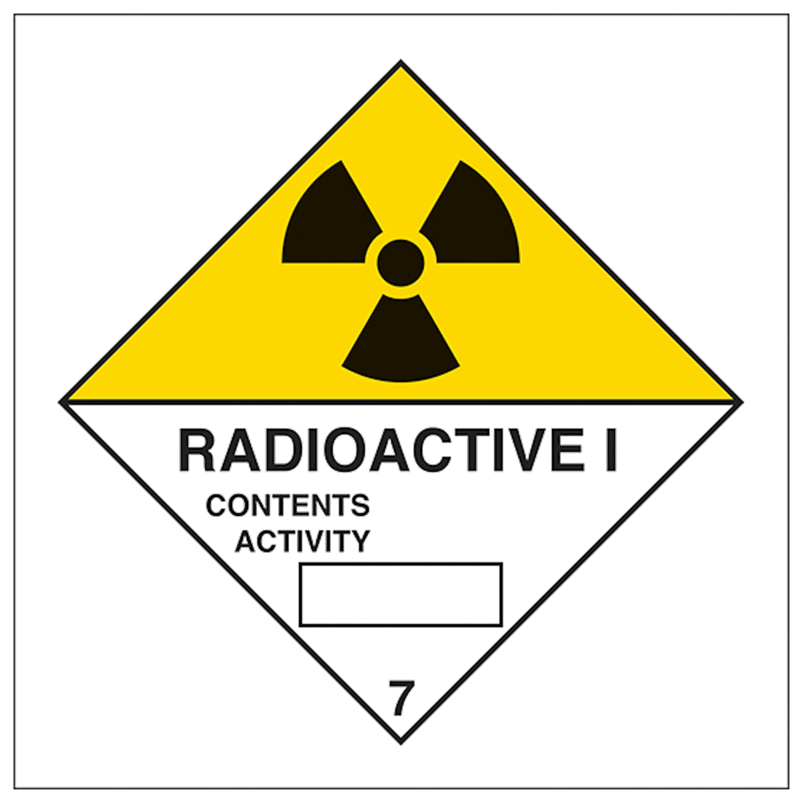 V Safety Radioactive I 200 x 200 mm - 2mm Rigid Plastic Safety Sign