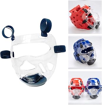 DYNWAVE Transparent Taekwondo Mask, Protective Removable Head Cover, Face Shield, Face Guard Thickening for Martial Arts, Sanda, Karate, Sparring, Boxing