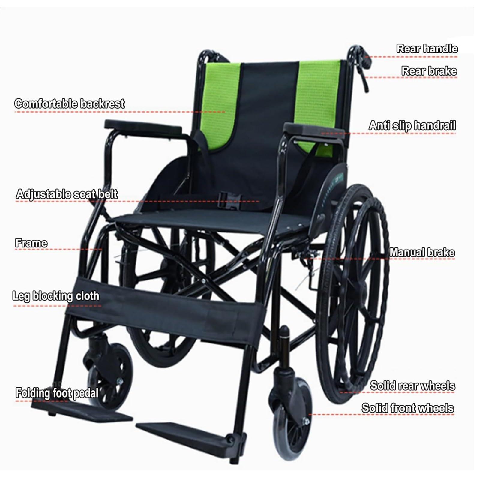Silla De Ruedas Plegable,Sillas De Ruedas con Reposabrazos Y Respaldo para Adultos Óptimo para Meter En El Maletero,Silla De Ruedas Manual Plegable Ultraligera De Acero para Transporte