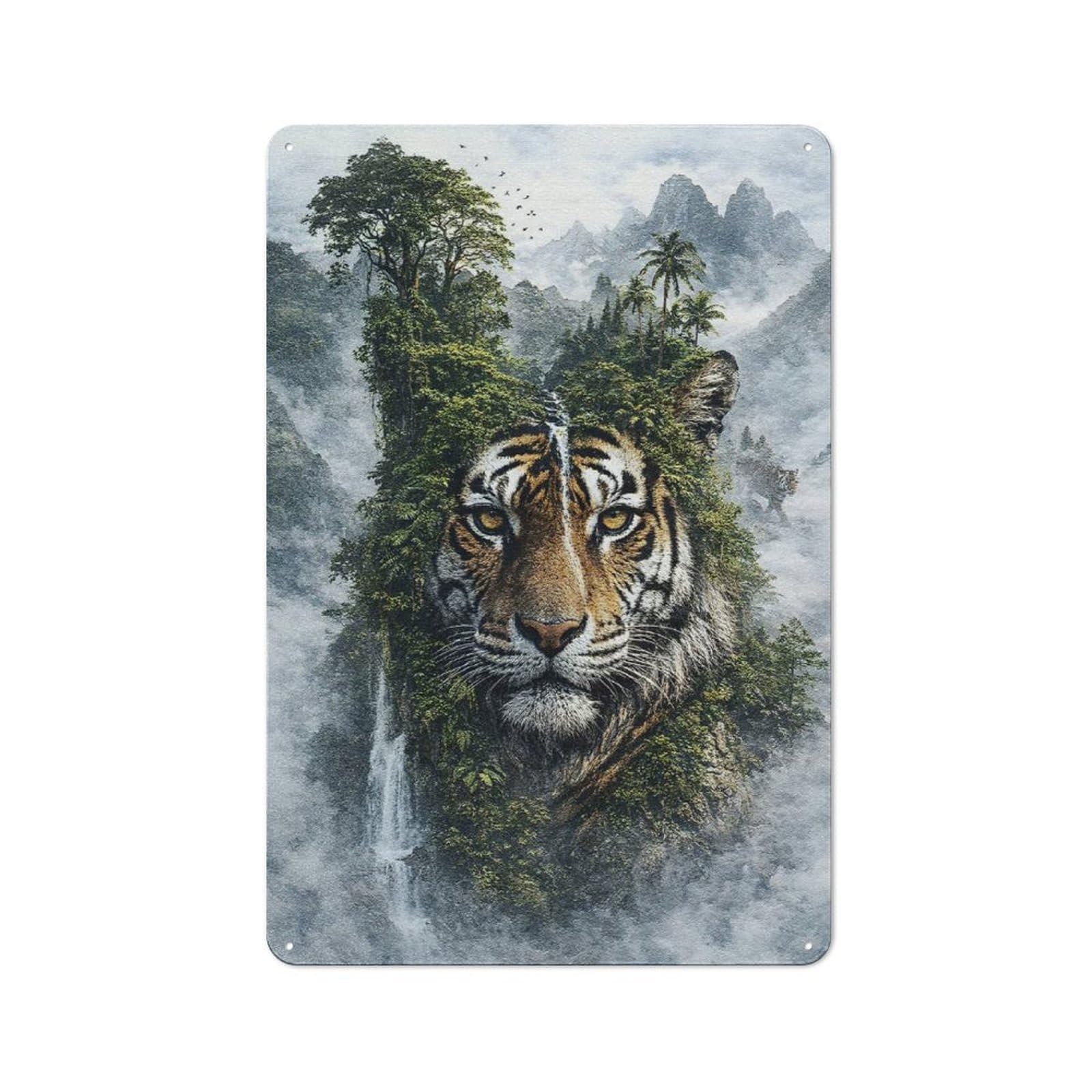 Junmoney Style-6 Tin Wall Plaque 30X20cm With The Regal Guardian Of The Jungle For Bar Or Restaurant, For Hospitality Decor Collectors