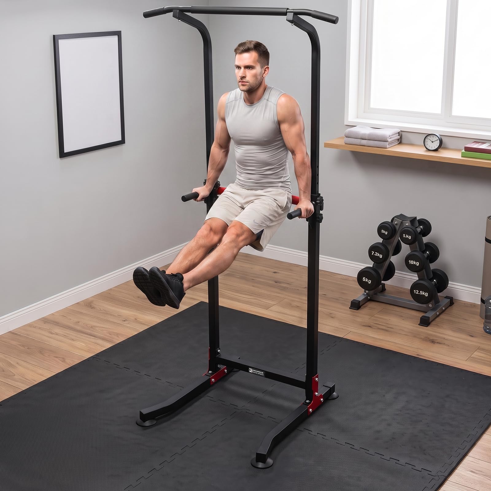Barra per trazioni autoportante, Power Tower, attrezzo per il fitness