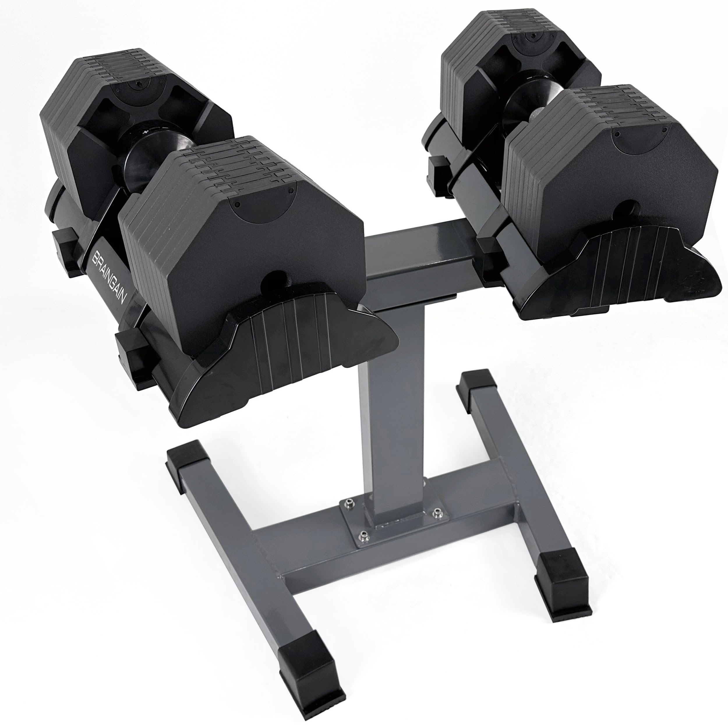 BRAINGAIN Adjustable Dumbbells Pair 32kg / 40kg | 16-in-1 Weights Set for Home Gym | Smart Click Technology | Save Space, Energy and Time | Octagon Shape