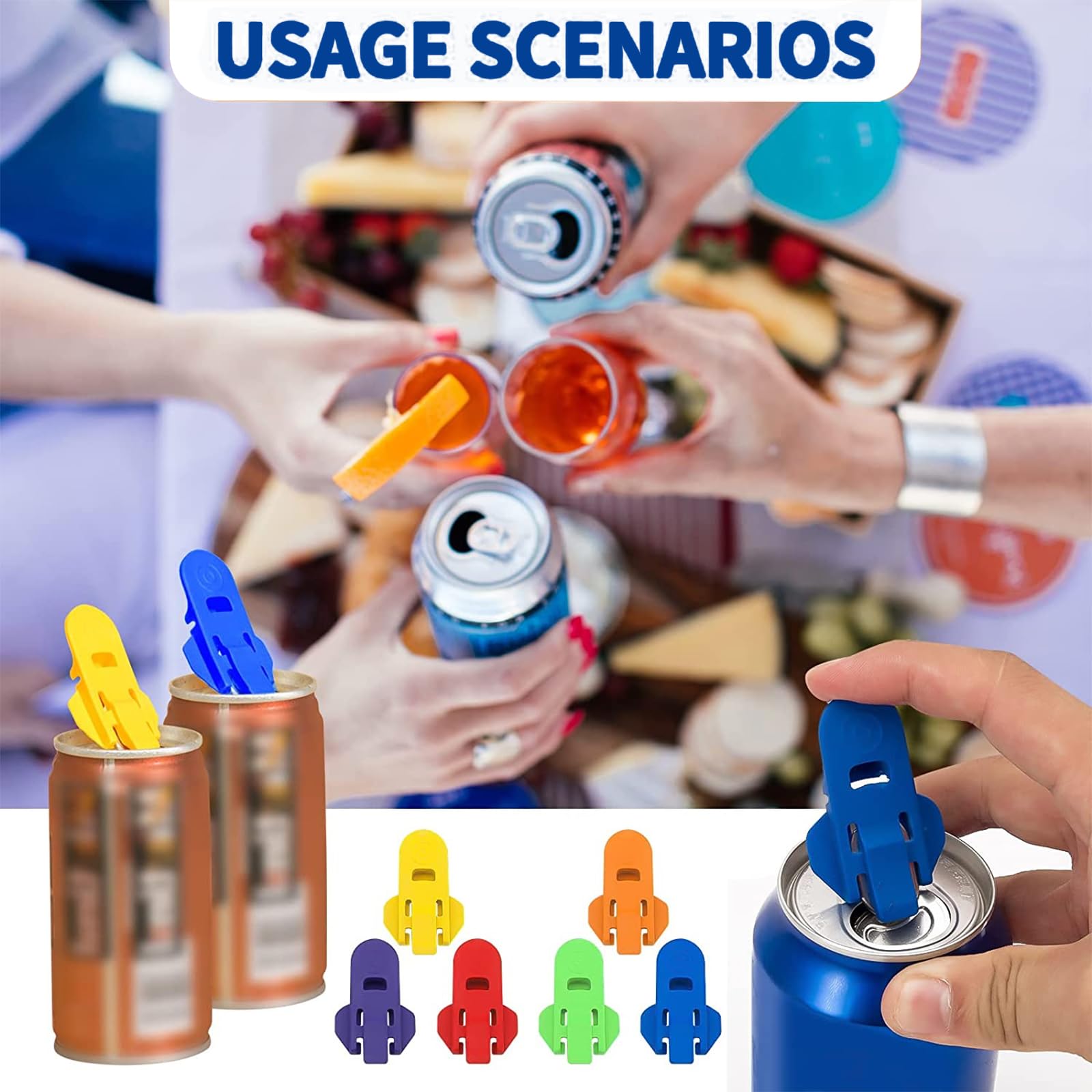 Herramienta de abrelatas de soda, 6 unidades, colorida, fácil manual, protector de plástico para mano, anillo de elevación, tapas para bebidas frías, protectores de bebidas de aluminio 6