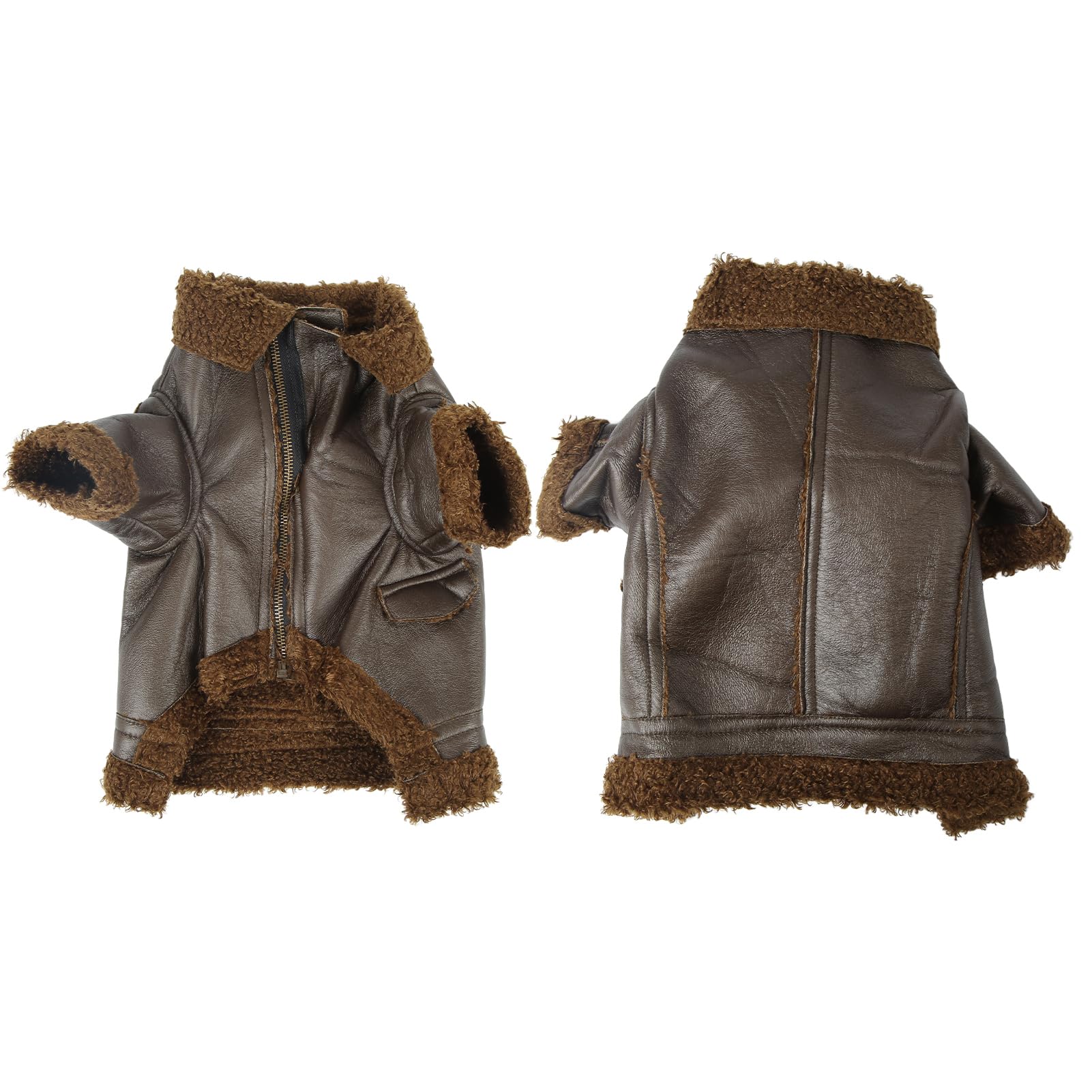 Qukaim Dog Winter Leather Coat Dog Leather Jacket - Image 2