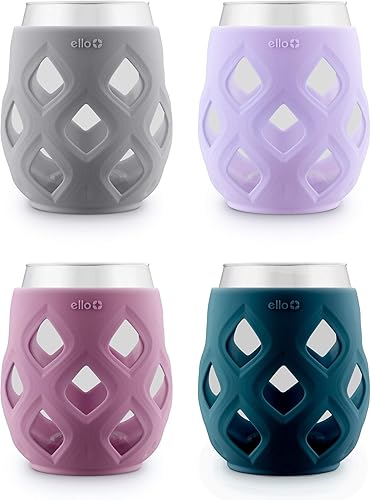 Miniatura 4 de Ello Cru - Juego de copas de vino sin tallo de 17 onzas con fundas protectoras de silicona, aptas para lavavajillas, paquete de copas de cóctel