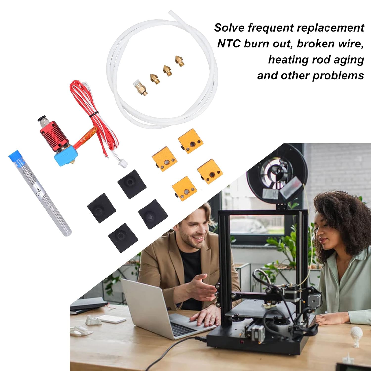 review 3D Printers Parts Upgrade Extruder, 15PCS 3D Printer Assembly Kit Brass Nozzle Aluminum Block Extrusion Head 3D Printer Accessories