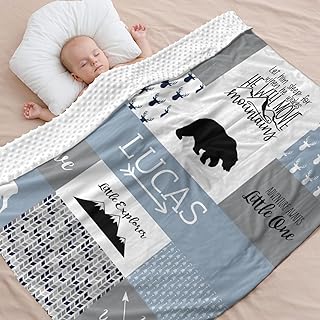 Woodland Personalized Baby Blanket - Personalized Baby Blankets for Girls-Custom Baby Blankets for Boys Minky with Double Layer Dotted Backing Baby Blankets for Girls Girls