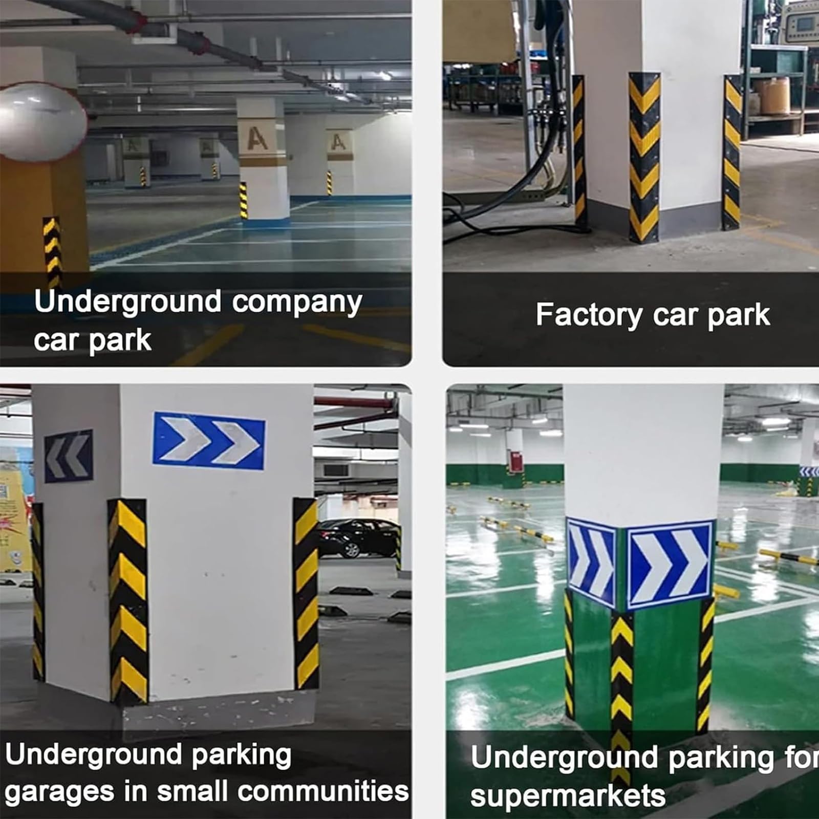 Protectores de Esquinas de Pared de Goma Reflectante, protección de Esquinas de Pared, Tope de estacionamiento con Rayas Amarillas, for Garaje, estacionamiento, almacén y Oficina(100cm)