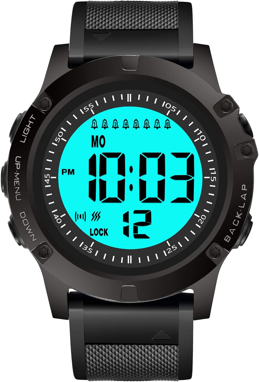 TICCI Men 8 Vibrating Alarms Watch Medication Aids Pill Vibra Alert Reminders for Elderly Seniors Big Digits Waterproof