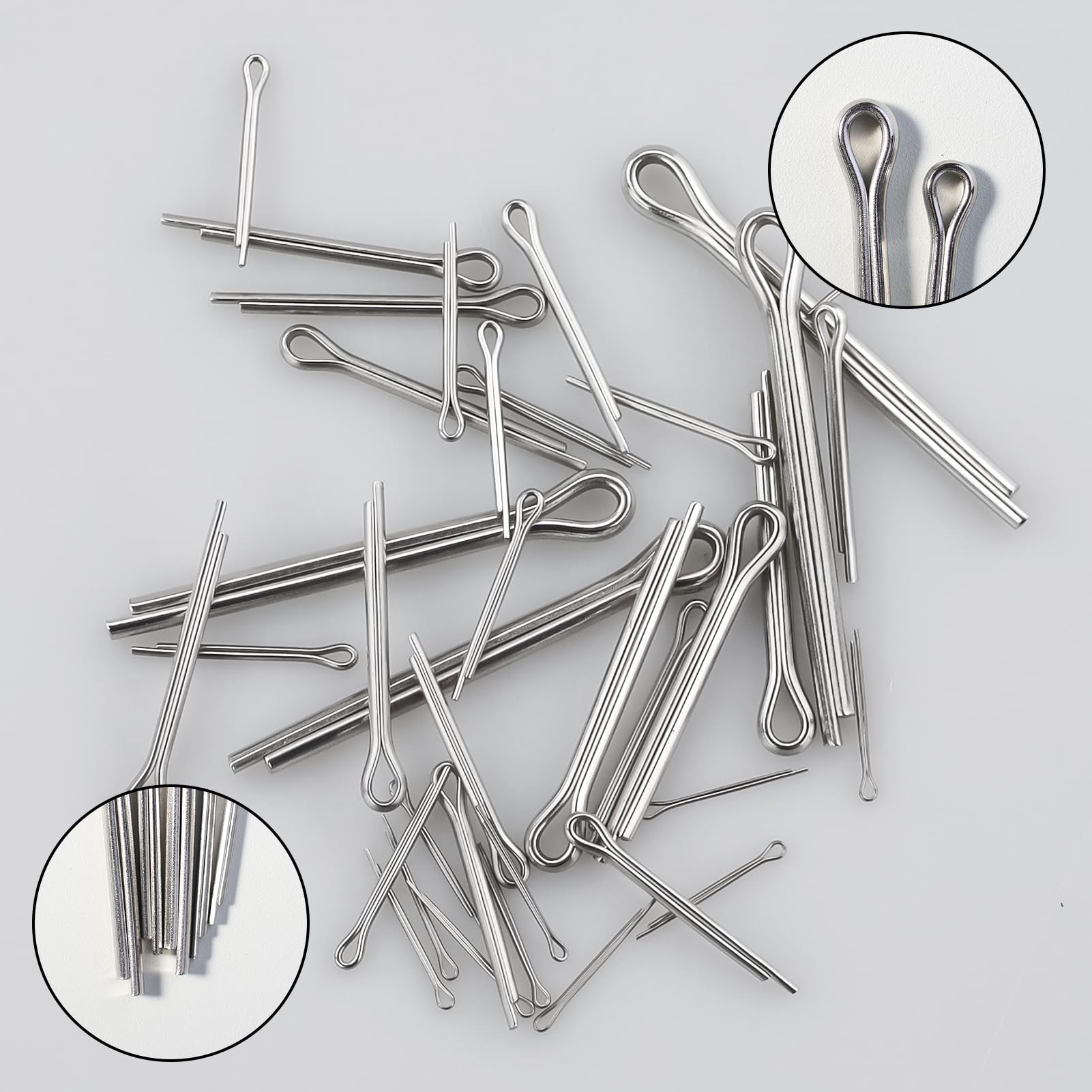 Set di 230 splinte in acciaio inox con scatola di assortimento, set di bacchette di sicurezza in 6 diverse misure, per auto, attrezzi da giardino