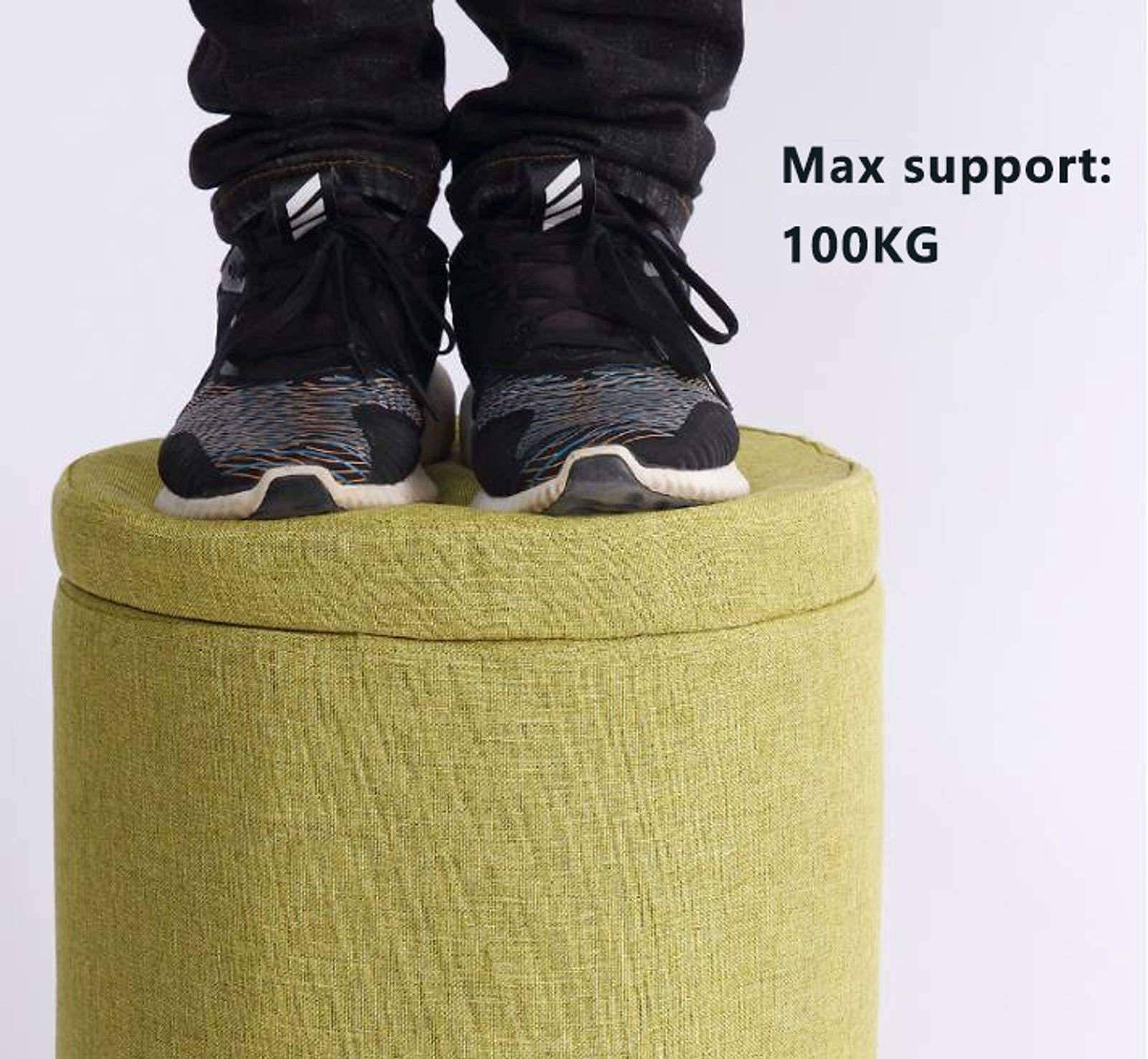 Poggiapiedi, Pouf in Lino, Contenitore Rotondo salvaspazio, poggiapiedi Adatto per Camera da Letto e soggiorno/giallo/32 * 32 * 32 cm