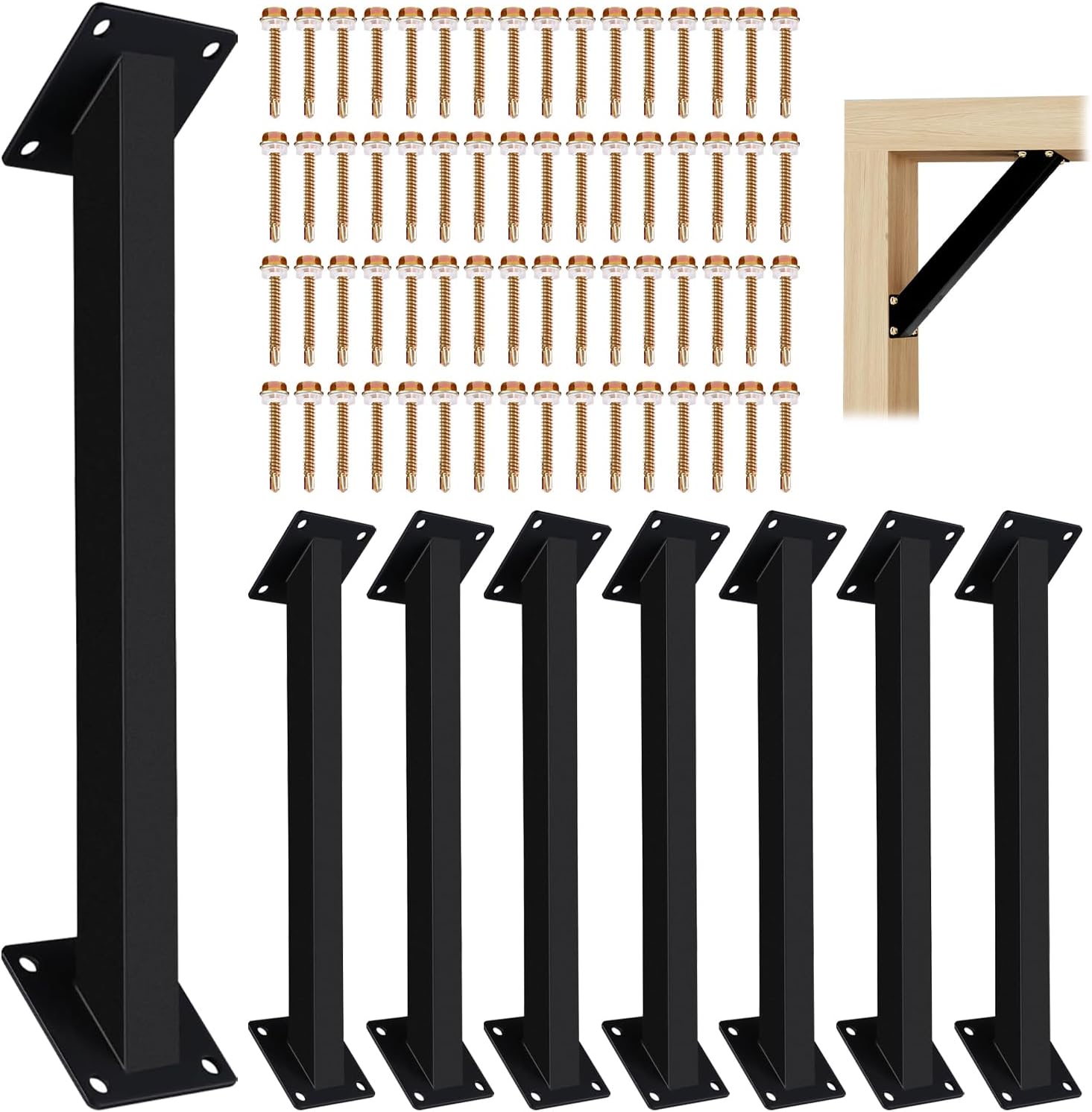 8-Pack Heavy Duty 45-Degree Angle Brackets For Pergolas & Decks - Fits 4x4 Wood Posts