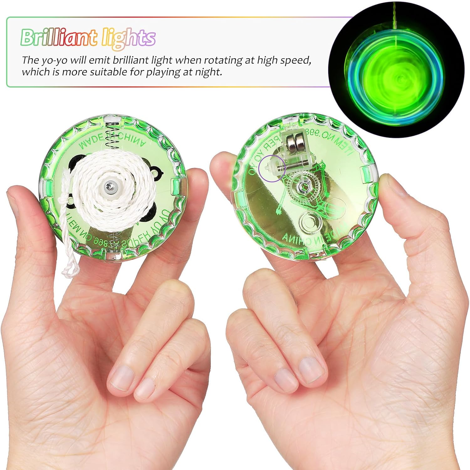 Toyvian Glow in The Dark Light Up Yo-Yo Set for Kids - 6 Pcs LED Light Up Yo Yo Ball Bulk, Flashing Plastic Entertaining Responsive Ball for Beginner Kids Birthday Party Goodie Bag Fillers