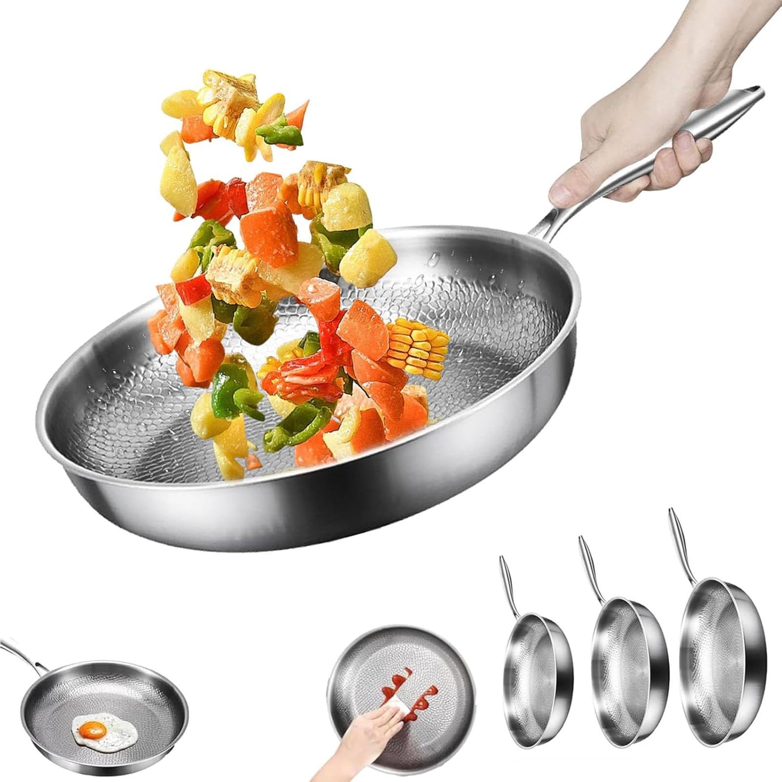 Poêle en titane antiadhésive de 28cm finissez-en avec les aliments qui collent