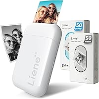 Vista 1 de Liene Impresora fotográfica de 2 x 3, mini impresora de imágenes portátil 105 papel adhesivo (50 papel mono y 55 papel Zink), Bluetooth 5.0