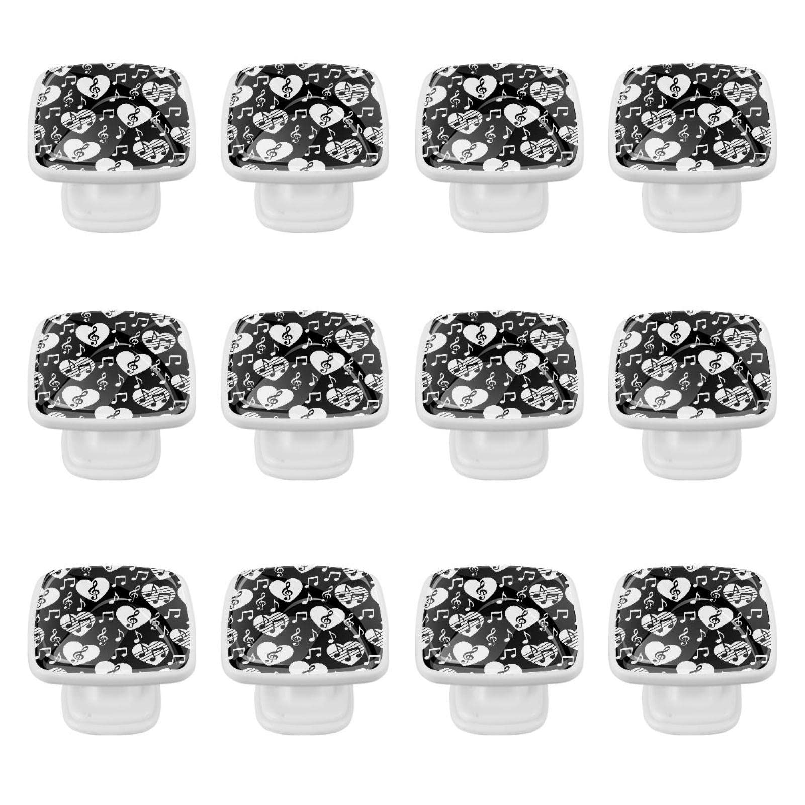 Boutons d'armoires de cuisine et tiroirs de commode design note de musique, lot de 12