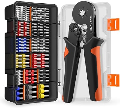 Ferrule Crimping Tool Kit Crimper Plier AWG 23-7 with 950pcs VE/TE Wire Ferrules Kit Wire Ends Terminals