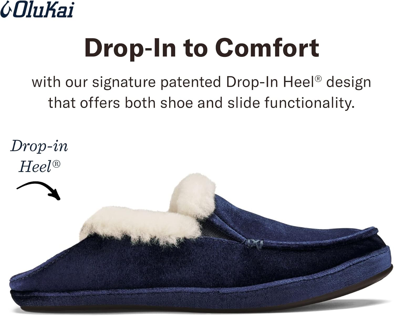 OLUKAI Ku'una Lanui Women's Slipper, Soft Velvet & Dual-Density PU Footbed for All-Day Comfort, Breathable & Supportive Drop-In-Heel, Cute & Casual Slip-On Design - Image 4