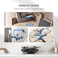 Vista 5 de DEERC D20 - Mini dron con cámara y control remoto, control por voz, selfi gestual, control de altitud, control de gravedad, inicio con un botón