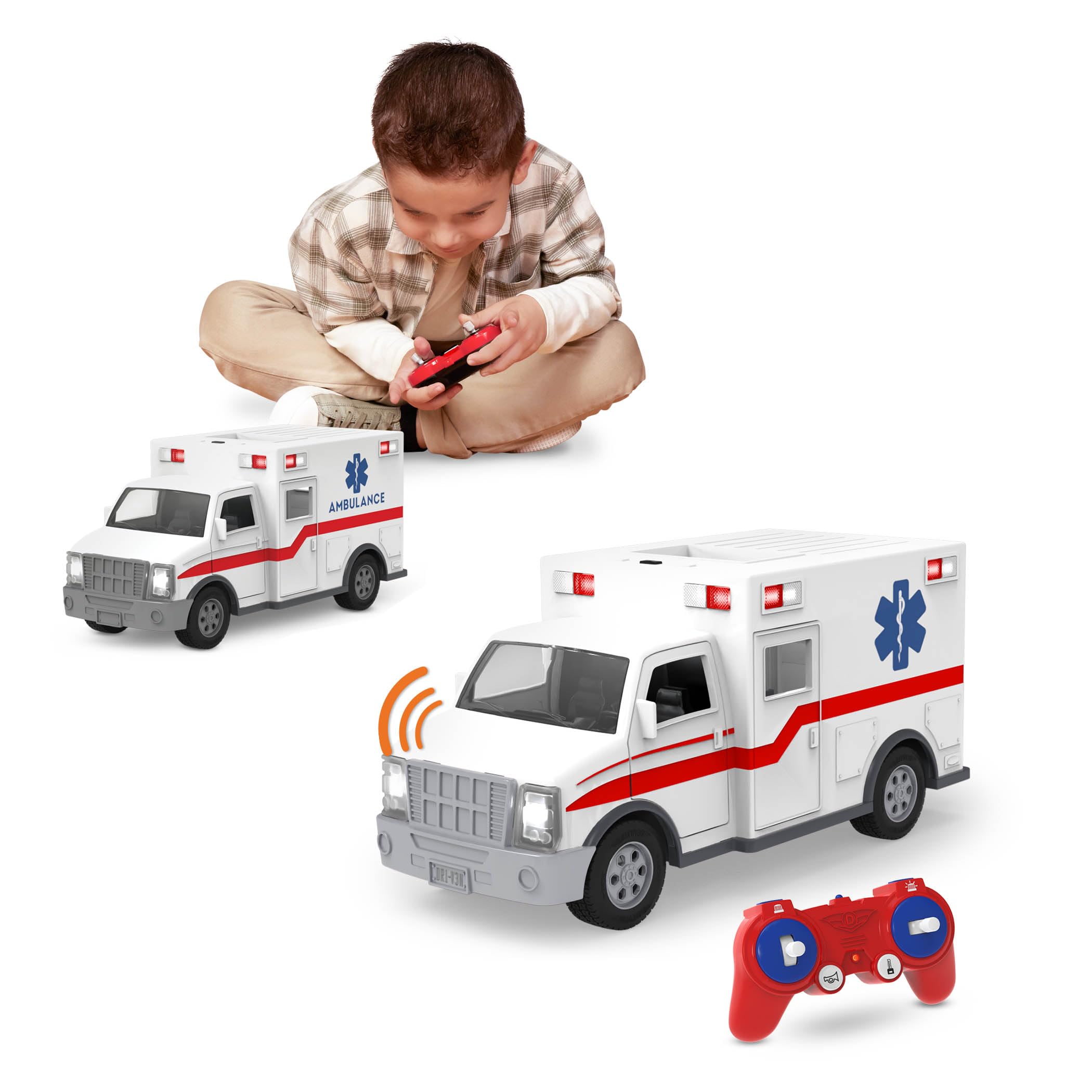 Ambulance Télécommandée 1/16 – Lumières LED, Sirènes, Portes Ouvrantes, échelle Réelle – Cadeau 3-10 Ans