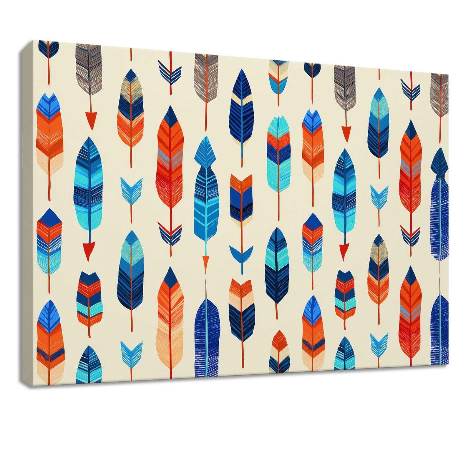 Obraz na płótnie 140 x 70 cm, nowoczesny obraz na płótnie z beżowym, prostym piórem strzałkowym, dekoracja ścienna do salonu, sypialni, biura, dekoracja pokoju