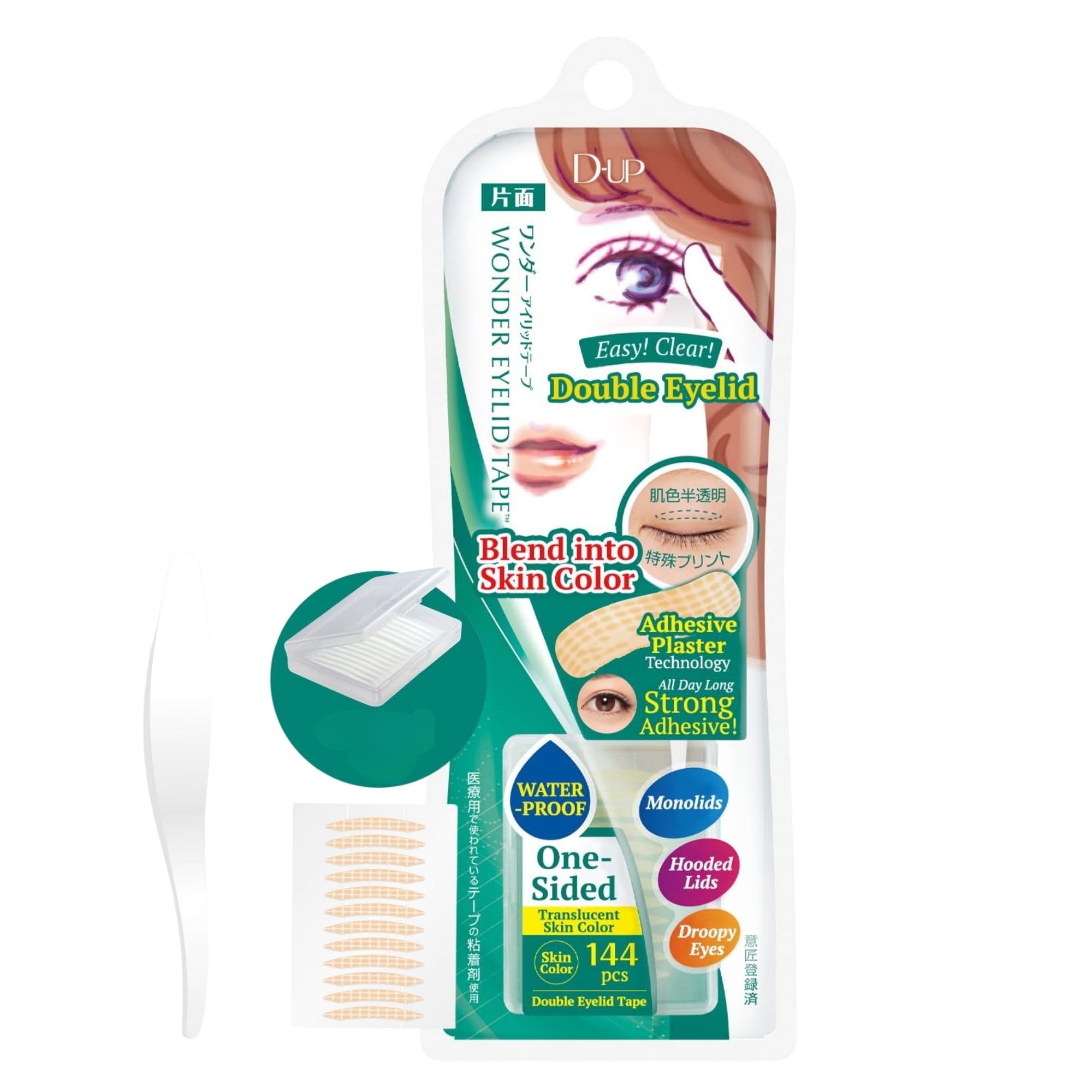 D-UP Eyelid Tape for Hooded Eyes Invisible, Double Eyelid Tape for Droopy Eyelids, Single-Sided Eye Lift Tape, Waterproof & Long-Lasting, Natural Look