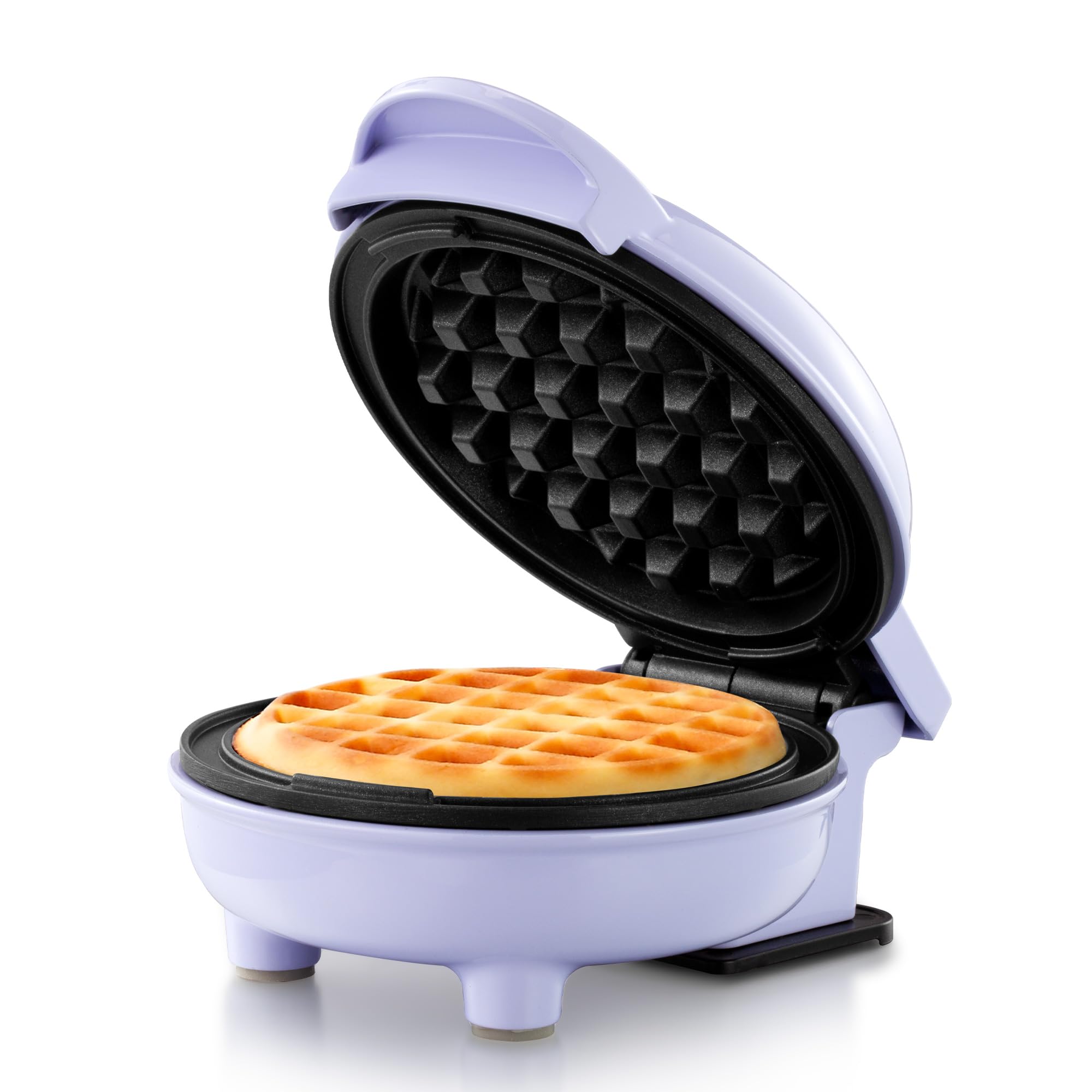 Holstein Housewares Personal/Mini Waffle Maker, Non-Stick Coating, Lavender - 4-inch Waffles in Minutes, Ideal for Breakfast, Brunch, Lunch or Snacks - Lilac Purple
