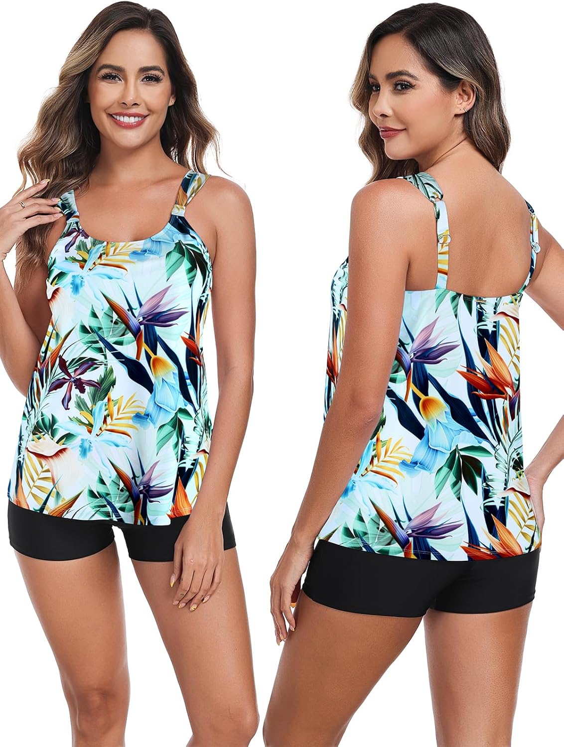 Ocean Blues Women's Tankini Swimsuits Two Piece Bathing Suits Loose Fit Tank Top with Boyshorts - Image 4