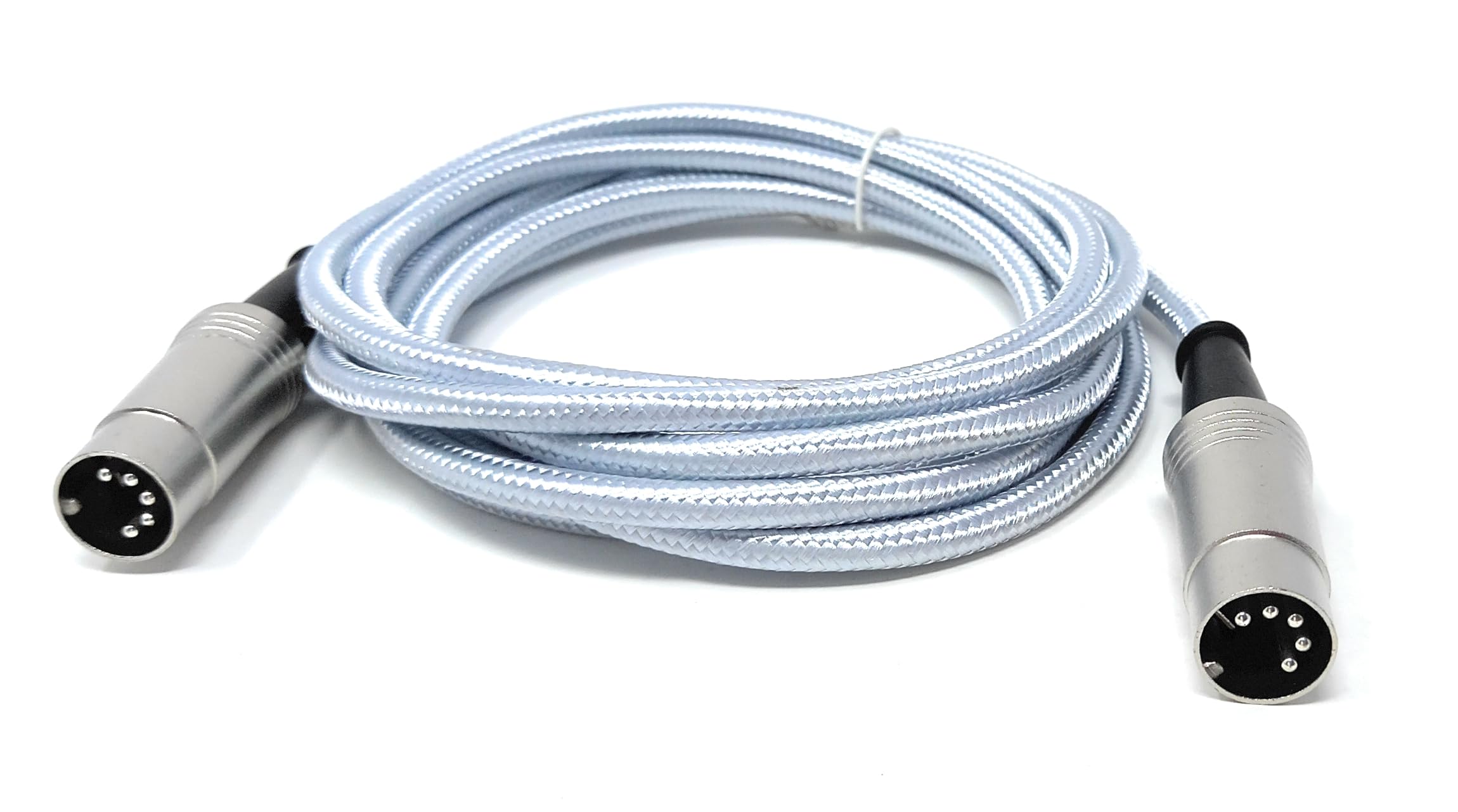 DRUT 1m MIDI 5 Pin DIN Braided Screened Shielded Fully Wired Cable Lead for Midi Audio Equipment White 3.3ft - Image 2
