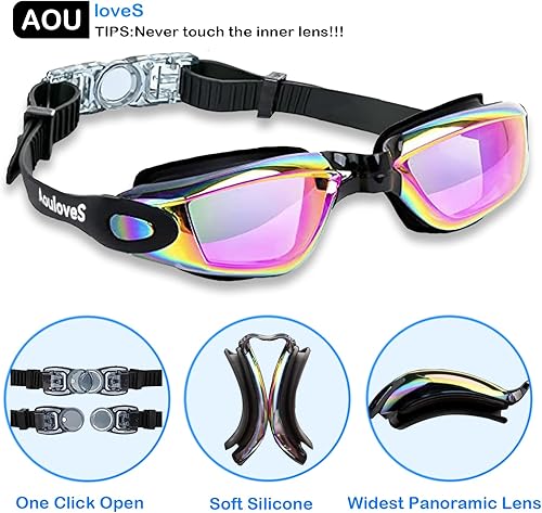 Miniatura 2 de Aouloves Swim Goggles,Anti Fog No Leaking Clear Vision Water Pool Swimming Goggles for Adult Men Women Youth