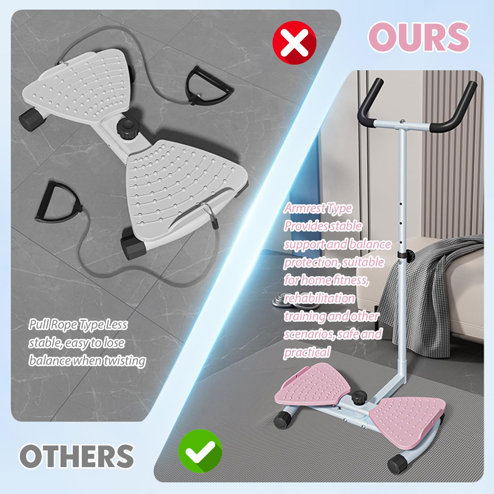 Version Améliorée Waist Twister Machine avec Accoudoirs, Waist Twisting Board avec Fonction Massage, Twist Disque de Taille Résistance Réglable pour L'entraînement des Muscles Abdominaux