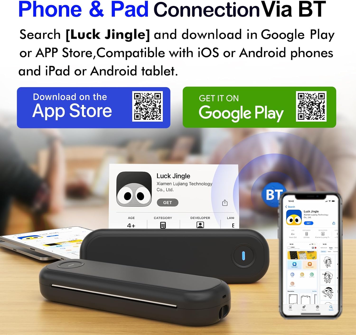 Bluetooth Portable Thermal Printers Wireless for Travel, Inkless Printer Support for 8.5"x11" US Letter & A4 Thermal Paper, Compatible with iOS, Android, Laptop & USB for Office Car Home