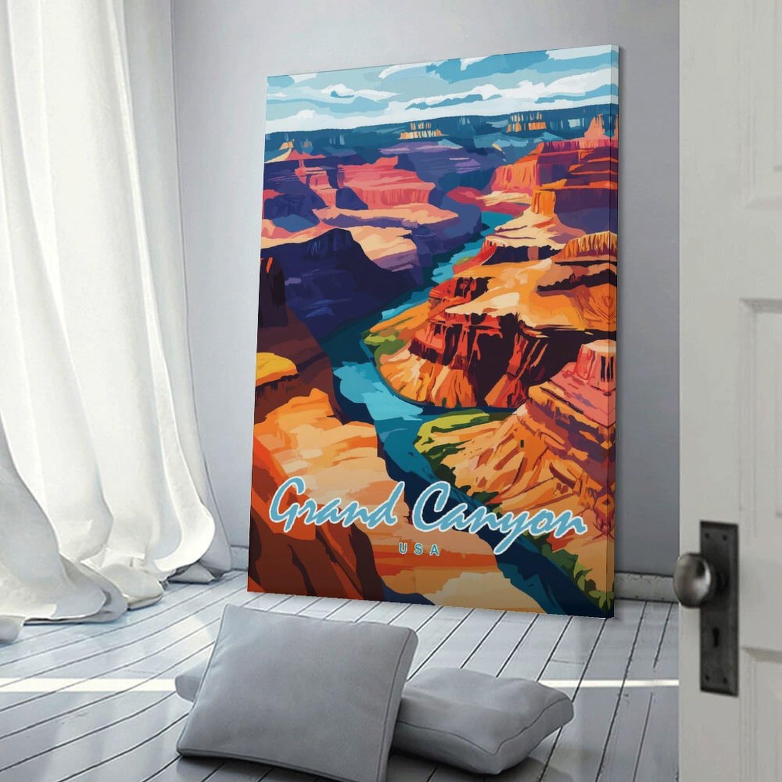 Junmoney Grand Canyon Landscape Canvas Wall Picture 24x36inch(60x90cm), for Entryway, Lounge Links Or Small Walls, Decorative Canvas Styling for Entry Areas