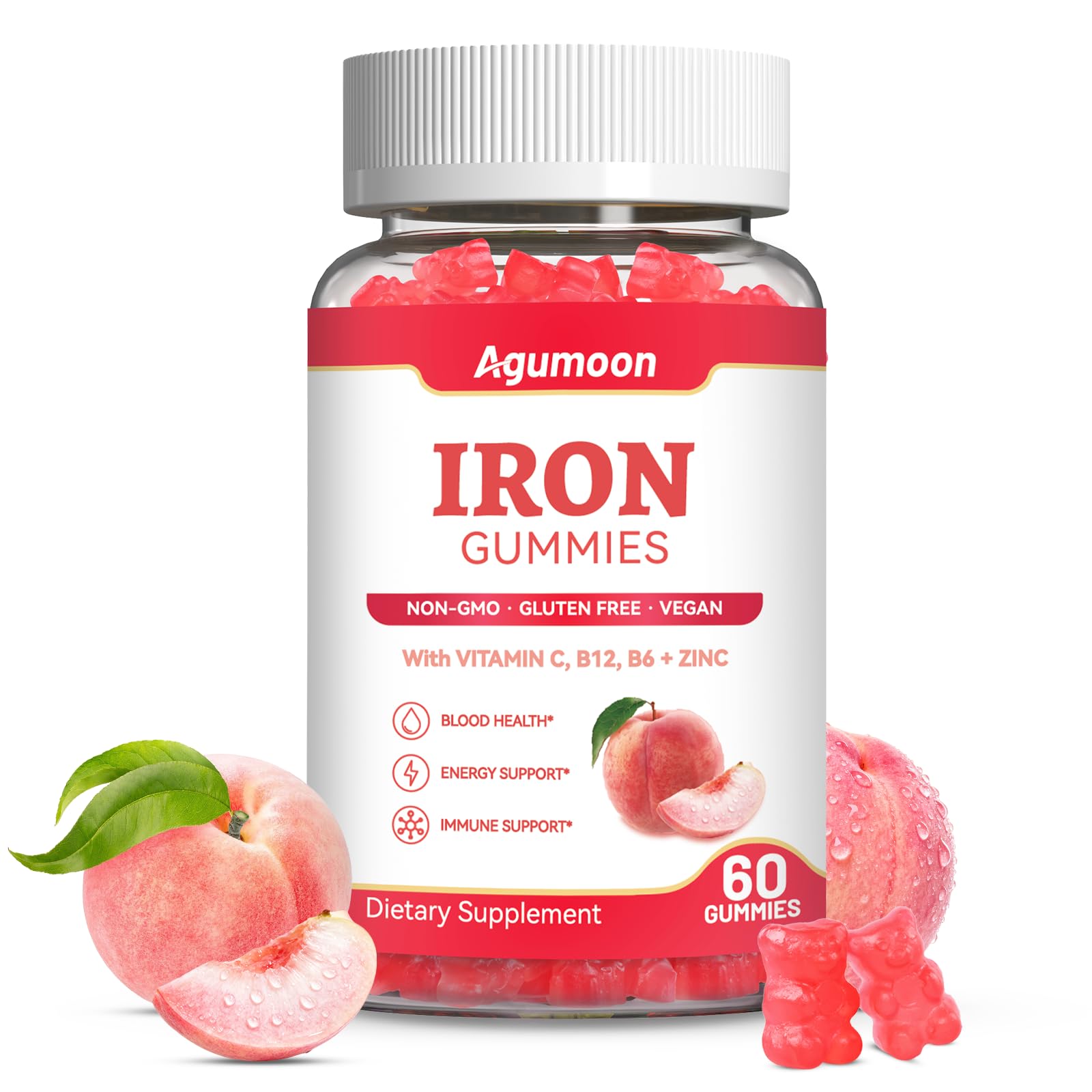 Iron Supplement Gummies for Women & Men, Iron Gummies