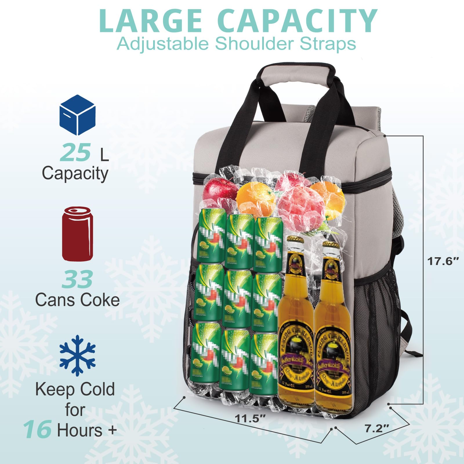 Mochila Refrigerante con Asa Superior Acolchada, Mochila Ligera con Aislamiento a Prueba de Fugas, Nevera de Gran Capacidad para Mujeres y Hombres, Impermeable Bolsa Termica de Refrigeración