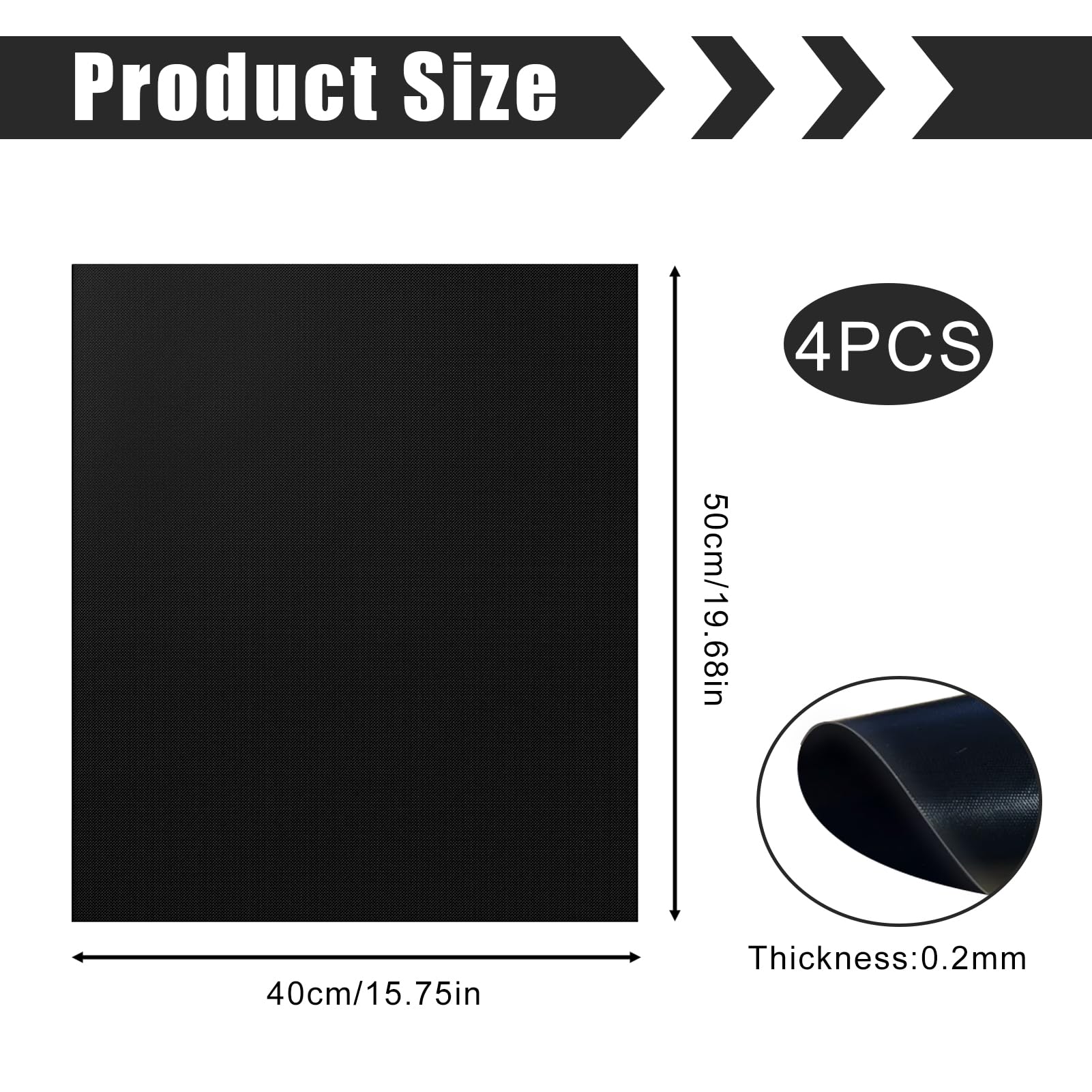 Tapis de Cuisson Barbecue 50x40 cm Lot de 4, Feuille Antiadhésive Réutilisable Résistante à 280°C