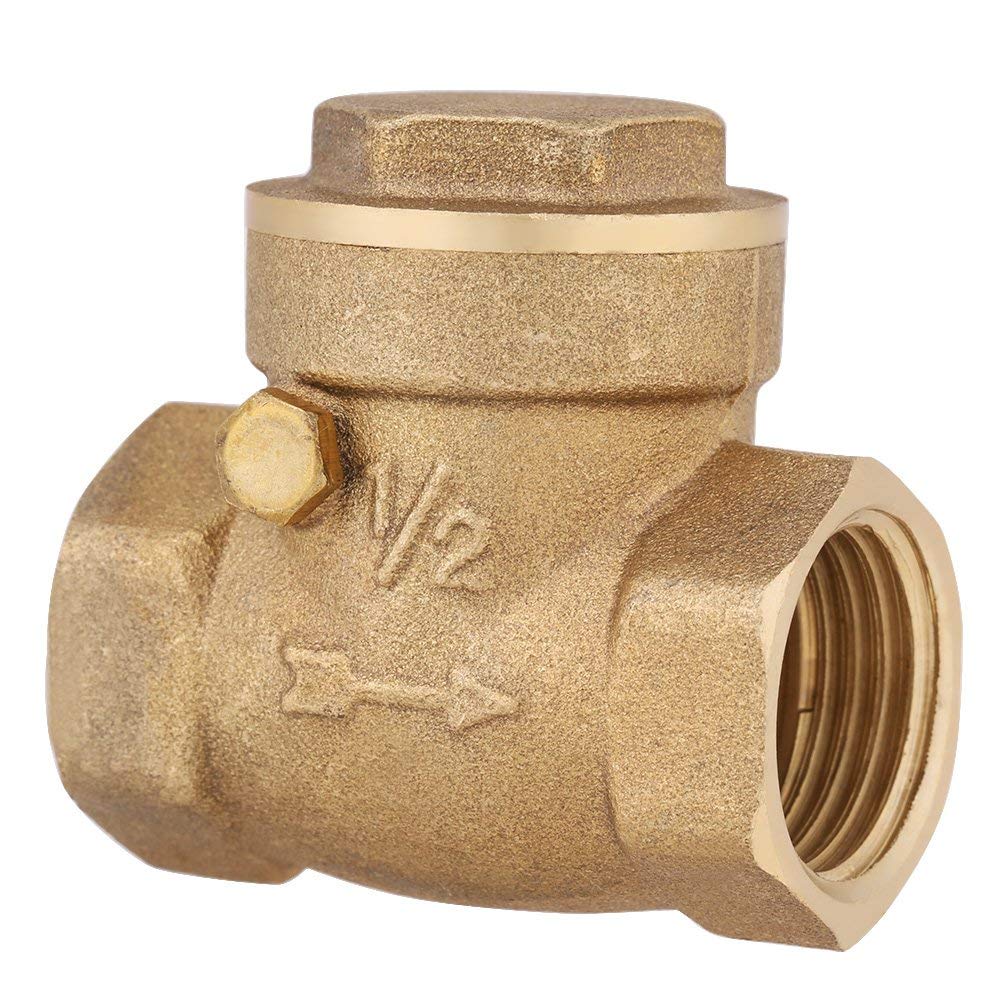 DN15 Female Thread Brass Check Valve One-Way Non-Return 1/2BSP Swing Check Valve 232PSI Prevent Water Back-Flow for Water, Oil, steam and Other Media and Some Corrosive Liquids
