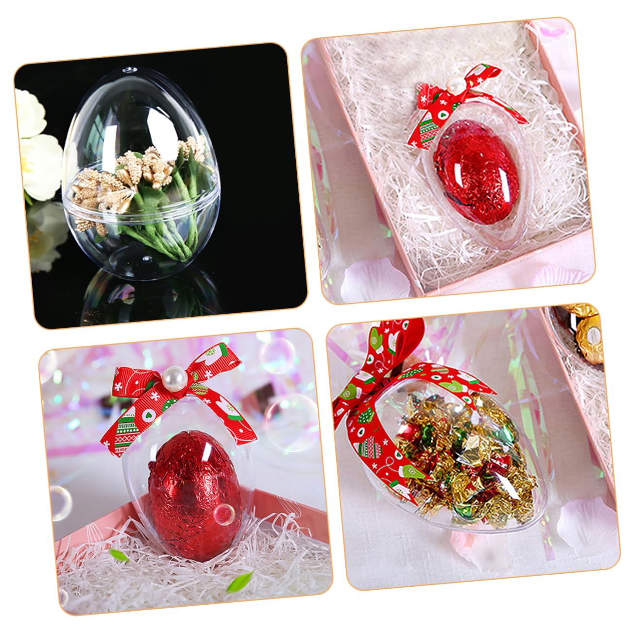 Gadpiparty 5 Pezzi di Uova di Pasqua Trasparenti in Plastica Riempibili, Palline Trasparenti A Forma di per Lavoretti, Bomboniere Pasquali, Decorazioni per La Casa E attività di Caccia