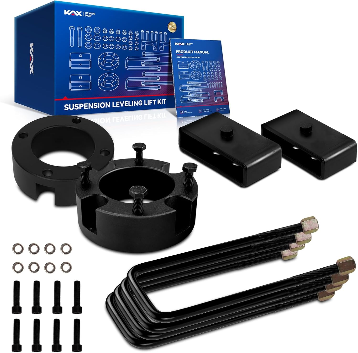 KAX Leveling Lift Kit Fit for Tundra, 3" Front and 2" Rear Leveling Kit Fit for Toyota Tundra 2007-2021 2WD 4WD, Suspensions Front Struts Spacer