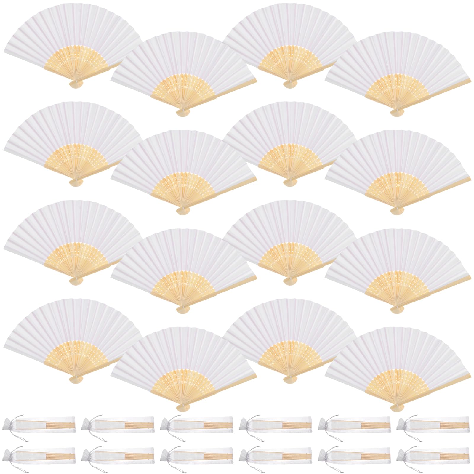36/50 Hochzeitsfächer, Papier-Faltfächer mit Organza-Beuteln, Bambus-Faltfächer für Hochzeit, Gastgeschenke, Geburtstagsparty, DIY, Heimdekoration, Wanddekoration (50)