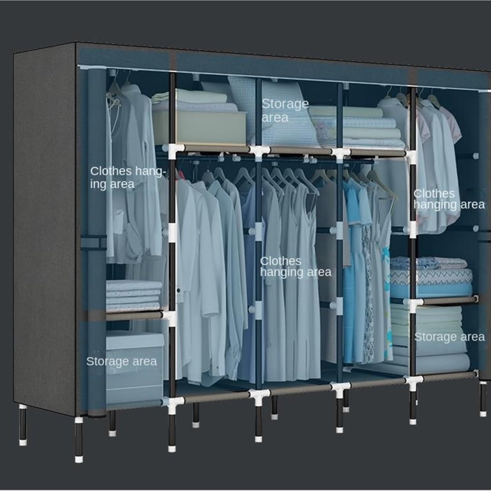 Wardrobe Closet Schrank Kleiderschrank, Tragbarer Kleiderschrank for Schlafzimmer, Vlies-Kleiderschrank, Einfacher Kleiderschrank Closet Aufbewahrungsschrank(G,170X45X203CM)
