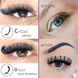 royaomis False Eyelash, D Curl S06 10paris, Mink Fur & Faux Mink, Cruelty Free, Handmade, Natural Look, Pair, 10 Count