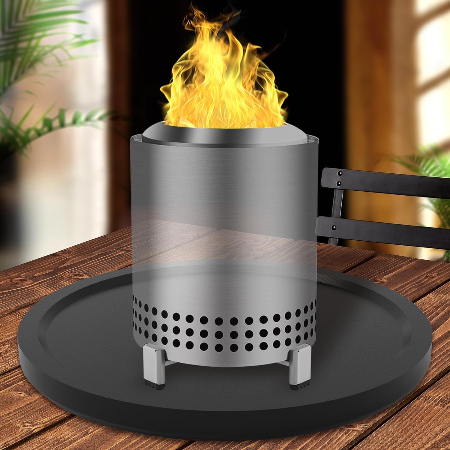 Tabletop Fire Pit Mat for Solo Stove Mesa & Solo Stove Mesa XL, Heat Resistant Mat for Solo Stove Tabletop Fire Pit, Bamboo Solo Stove Accessories to Protect Countertop and Table (10in Black)-image-42