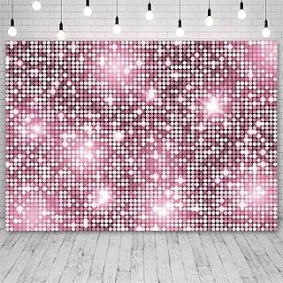 SENDY 7x5ft Rose Gold Backdrop Disco Party Decorations Glitter Birthday Wedding Party Photo Background for Photography 70s Theme Party Banner Photo Studio Props