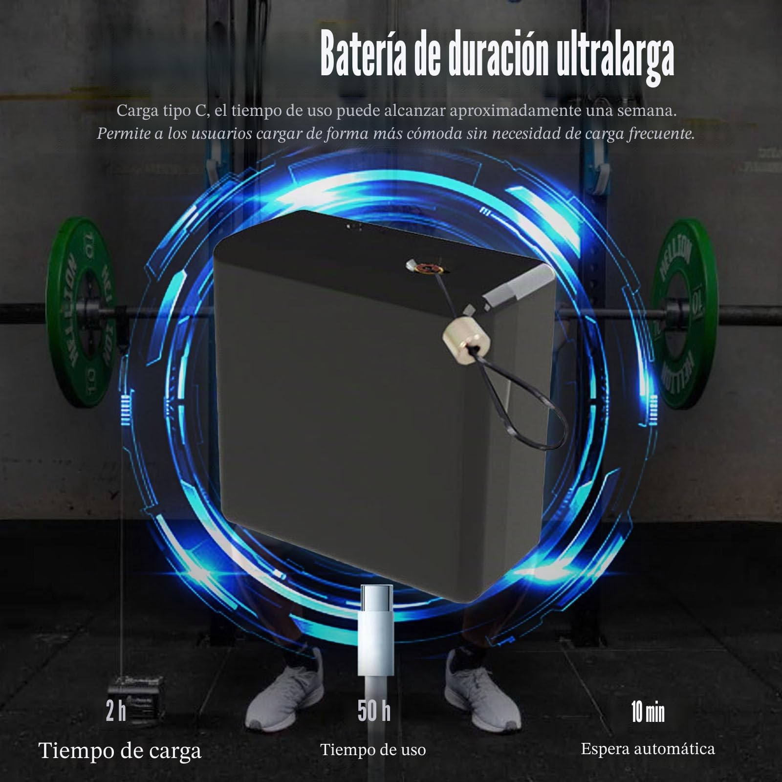 Medidor VBT de Velocidad y Potencia - Encoder de Precisión ±1mm para Levantamiento, Sentadillas y Saltos | Datos en Tiempo Real | Retroalimentación por Voz | Batería 50H | Montaje Magnético (Negro)