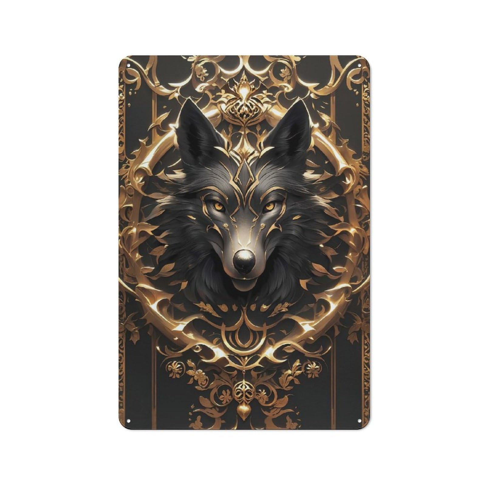 Junmoney Style-9 Mythical Majesty Wolf Retro Tin Sign 30X20cm For Guest Room Or Hallway, For Kitchen, Dining Room And Home Bar Wall Decor