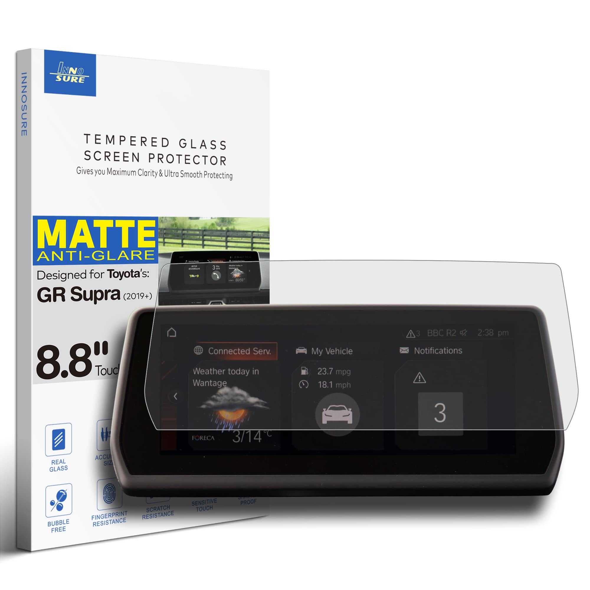 Tempered Glass Screen Protector for Toyota GR Supra (2020-2025) 2.0 3.0 3.2 A90 A91 MK5 8.8" Touchscreen Anti Glare (Matte)