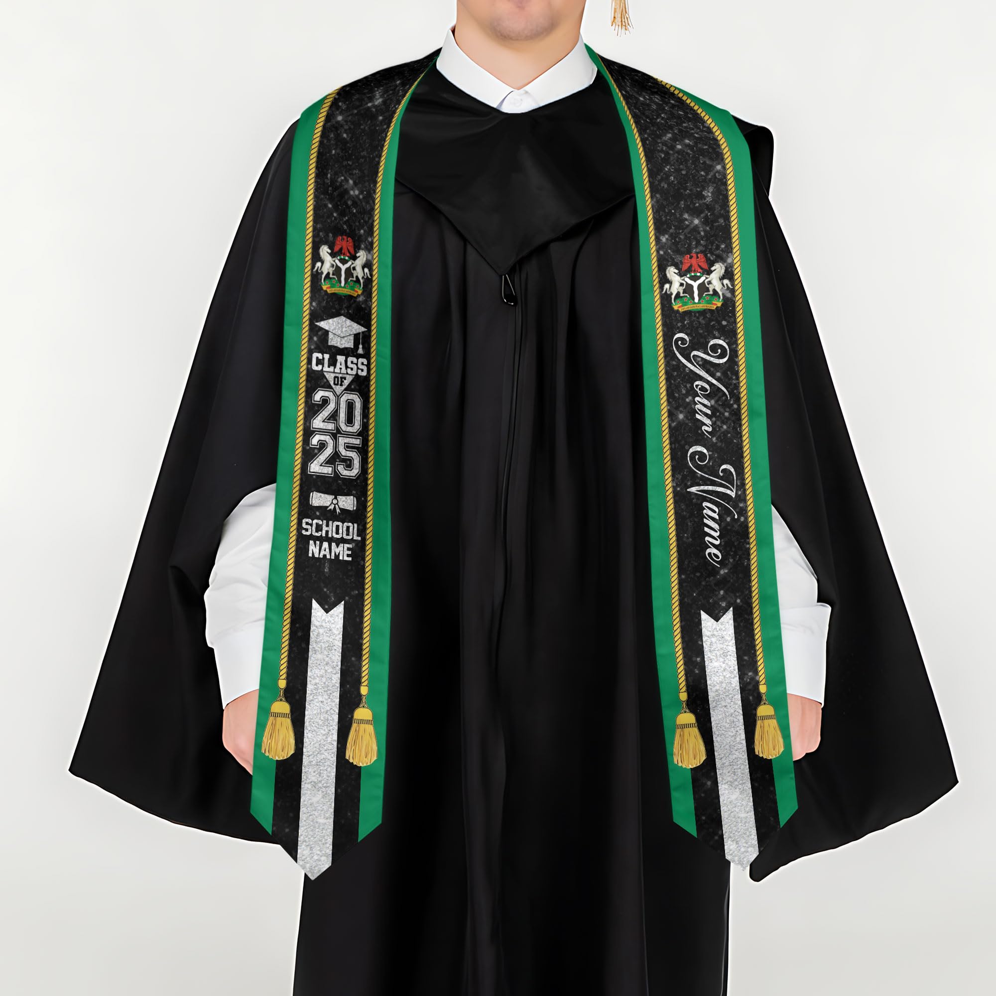 MonkeyVan Custom Nigerian Graduation Sash, Nigeria Stole Customize, Nigerian Stoles For Graduation 2025, Class of 2025 M80